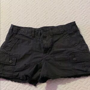 American Eagle Outfitters Black Cargo Shorts with Distressed Style